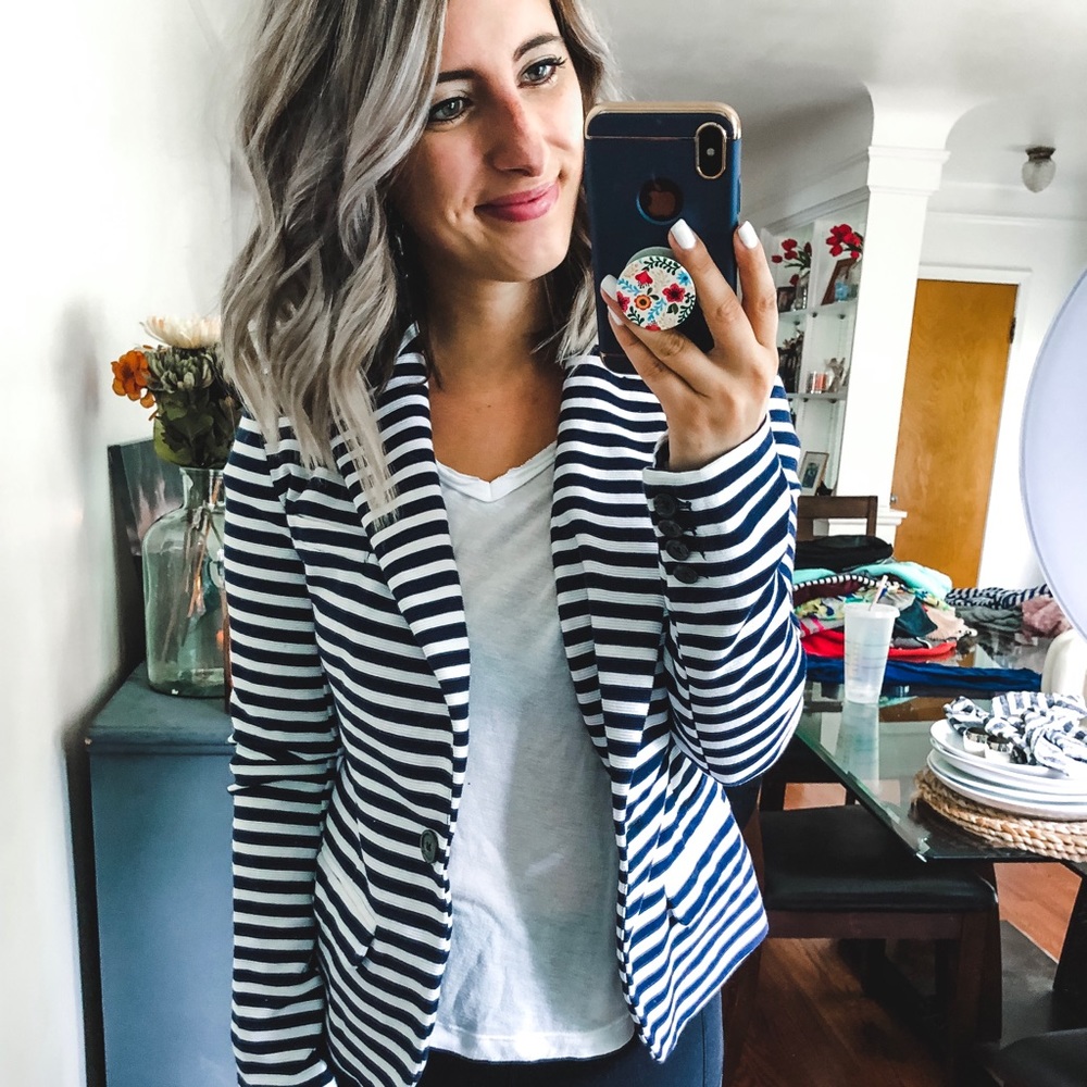 Merona Target Navy Striped Blazer XS - Picture 4 of 8